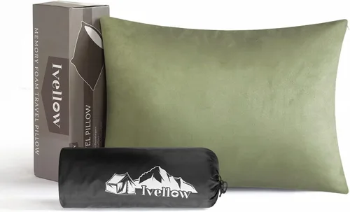 Vista 8 de Ivellow Almohada de viaje de espuma viscoelástica comprimible para dormir, almohada de espuma viscoelástica triturada, almohada pequeña de apoyo
