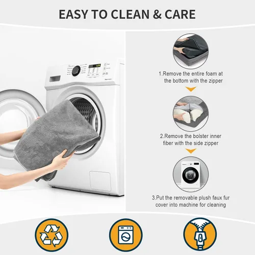 Vista 5 de Cama acolchada para perros extragrandes, camas ortopédicas en forma de L de espuma viscoelástica con funda extraíble lavable, acogedor sofá de felpa
