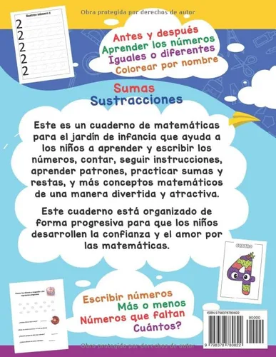 Vista 2 de Matemáticas para Education Infantil Libro de Aprendizaje de Matemáticas Básicas para Niños de Preescolar y 1er Grado Actividades Divertidas Suma
