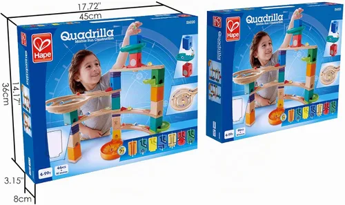 Vista 5 de Hape Quadrilla Cliffhanger Bloques de Pista de Canicas de Madera Juego de Laberinto de Canicas, Juguetes de Construcción de Desarrollo STEM