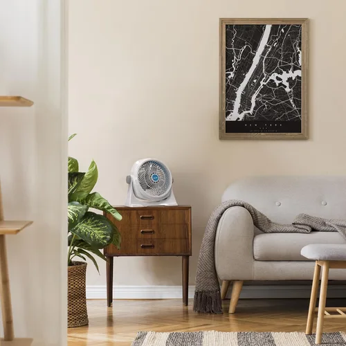 Vista 8 de NewAir Potente ventilador portátil de circulación de aire de 12 pulgadas en blanco Montaje en pared, pivote de 360°, hasta 40 pies de alto flujo