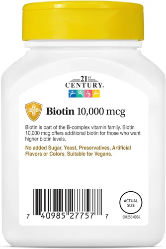 Vista 11 de 21st Century Tabletas de biotina, 10,000 mcg, sin sabor 120