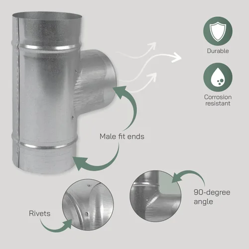 Vista 3 de Vent Systems Conector de conducto en forma de T de 4 pulgadas, adaptador de manguera de 3 vías/divisor para manguera, conector de tubería redonda