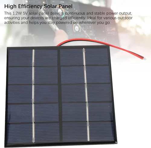 Vista 6 de Panel solar de 1.2 W 5 V, cargador solar portátil de polisilicio con cable electrónico, para teléfono, tableta, cámara al aire libre DIY