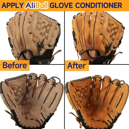 Vista 3 de AliBall Kit de rotura de guantes de béisbol, juego completo con mazo de guantes, aceite, acondicionador, envoltura, cepillo y tela, suaviza y da