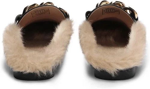 Vista 4 de DREAM PAIRS Mules para mujer, zapatos planos, cómodos, sin cordones, con puntera cerrada, mocasines con cadena sin espalda para mujer