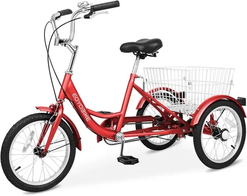 Vista 12 de LILYPELLE Triciclo triciclo de 16 pulgadas para principiantes y bicicletas de 3 ruedas de una sola velocidad, bicicletas de tres ruedas con cesta