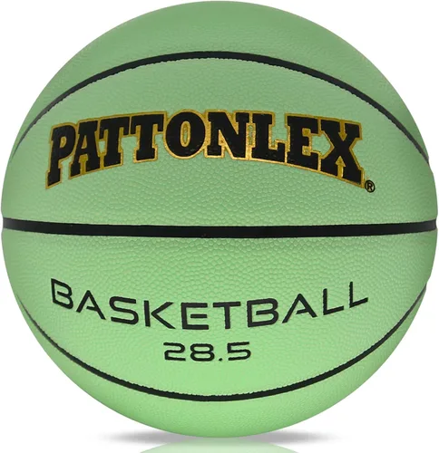 Vista 6 de Balones de baloncesto que brillan en la oscuridad de cuero verde brillante para interiores y exteriores, tamaño oficial 7-29.5, tamaño 6-28.5