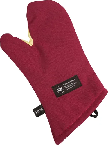 Vista 3 de San Jamar KT0215 Kool-Tek Manopla de protección para horno para temperatura convencional Nomex, 15" de longitud, rojo