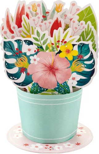 Vista 3 de Hallmark Paper Wonder - Cumpleaños o felicitaciones, tarjeta Pop Up (ramo visible)