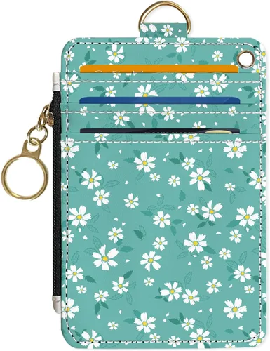 Vista 14 de Portafolios delgados con soporte para tarjeta de crédito, funda delgada de cuero PU con bloqueo RFID para viajes con ventana para ID, regalos