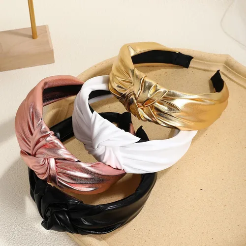 Vista 3 de Drnytunk Paquete de 4 diademas anchas anudadas para mujeres y niñas, lindas envolturas para la cabeza en color sólido, accesorios antideslizantes