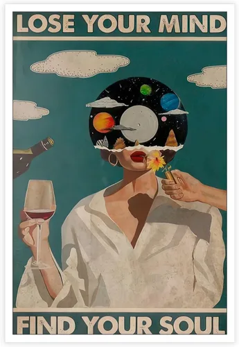 Vista 19 de Póster vintage con texto en inglés «Lose Your Mind Find Your Soul» («Lose Your Mind Find Your Soul») con cita inspiradora, arte de pared, arte