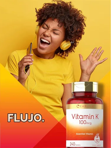 Vista 6 de Carlyle Vitamina K 100 mcg 240 tabletas Vegetariano, sin OMG, sin gluten Suplemento de vitamina K