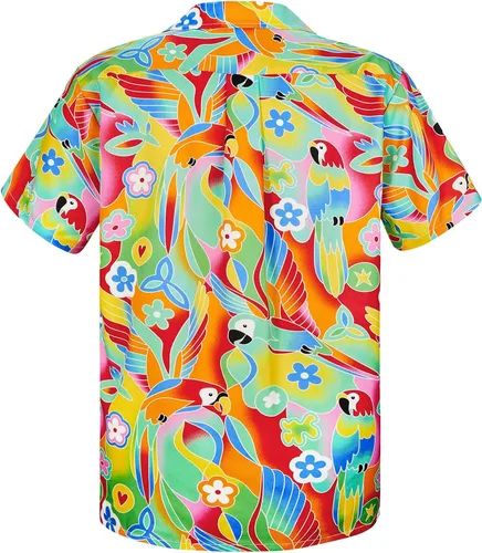 Vista 15 de Camisa hawaiana para hombre, con estampado floral, cómoda, con botones, casual, manga corta, ropa de playa para hombre