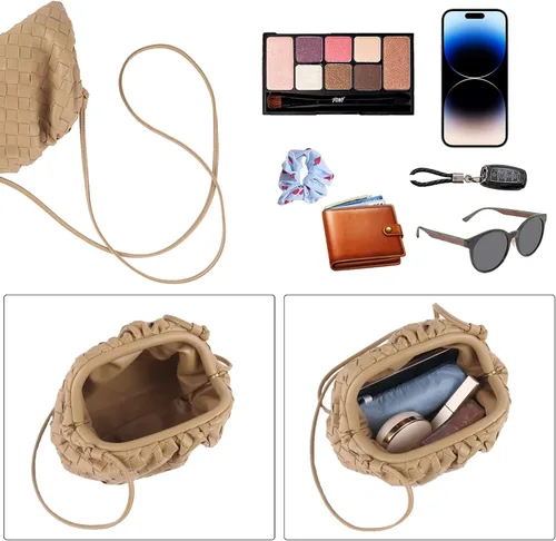 Vista 5 de Bolso tejido de bola de masa para mujer, bolso cruzado de nube suave