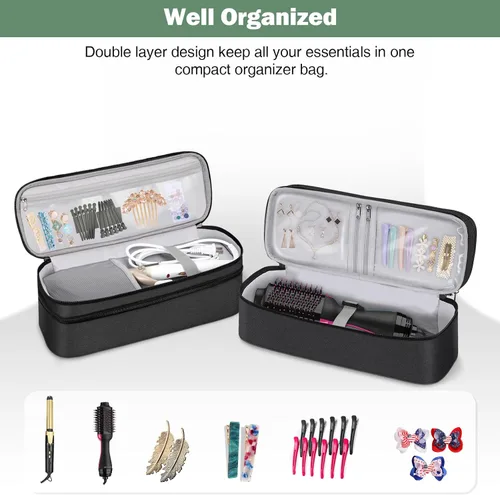 Vista 3 de SITHON Estuche de transporte de viaje de doble capa para Shark FlexStyle/SmoothStyle, bolsa organizadora de almacenamiento resistente al agua