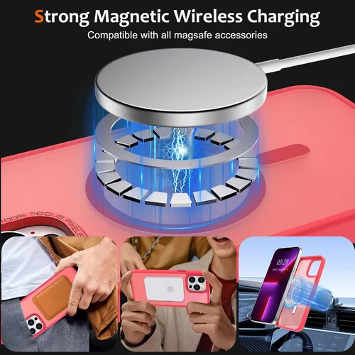 Vista 154 de Anuck - Funda magnética para iPhone 11 compatible con MagSafe, carcasa trasera mate translúcida dura, borde de TPU, delgada, resistente a impactos