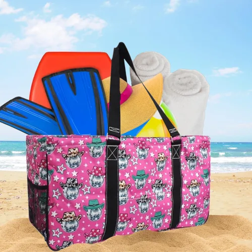 Vista 308 de NGIL Bolsa de comestibles reutilizable extra grande plegable de gran tamaño para comestibles, almacenamiento, picnic, playa, Estampado
