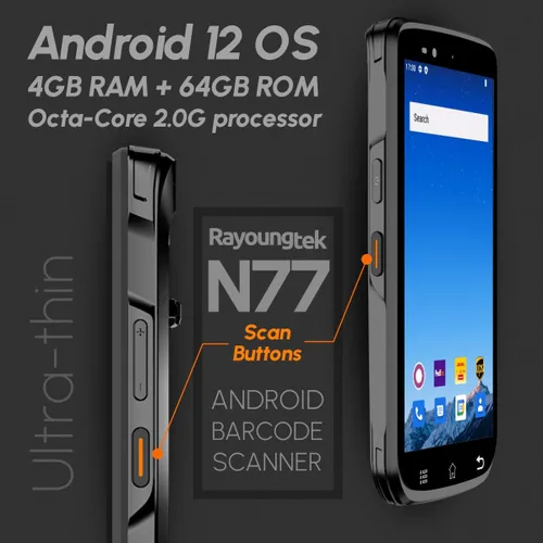 Vista 4 de Rayoungtek Android 12 Escáner de Código de Barras 4+64GB Integrado 1D/2D/QR Zebra SE4710 Escáner de Código de Barras 4G Inalámbrico Computadora