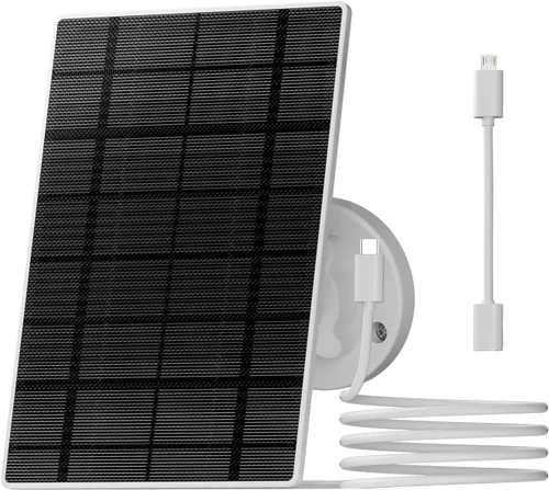 Vista 9 de ZUMIMALL Panel solar de 3 W para cámara de exterior inalámbrica, X2/X1/F5, panel solar impermeable IP66 con cable de carga tipo C de 10 pies, fuente