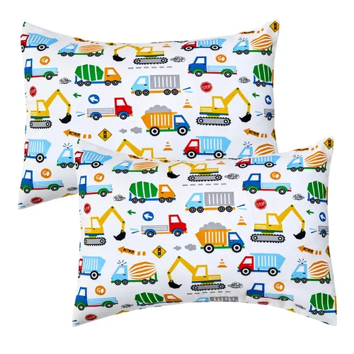 Vista 8 de Paquete de 2 fundas de almohada para niños pequeños, 100% algodón de 14 x 19 pulgadas, se adapta a almohadas de ropa de cama de niños pequeños de 14