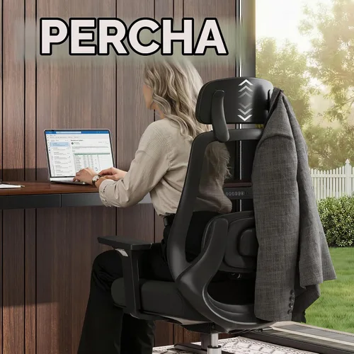 Vista 4 de FLEXISPOT Silla de oficina de masaje, silla de escritorio ergonómica con respaldo alto con reposacabezas ajustable, reposabrazos 3D, masajeador