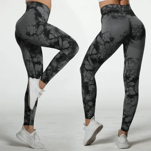 Vista 5 de MOHUACHI Leggings acanalados sin costuras para mujer, de cintura alta, para entrenamiento, gimnasio, yoga, mallas fruncidas