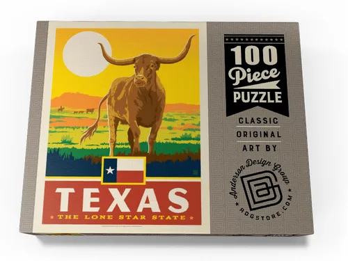 Vista 4 de MyPuzzle Texas: The Lone Star State, State Pride Vintage Poster - Rompecabezas prémium de 100 piezas para adultos