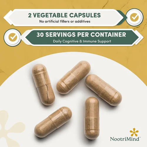 Vista 6 de Mushroom+ Blend 10 cápsulas complejas de hongos Melena de león, Reishi, Cordyceps y Chaga Enfoque + Claridad, energía y apoyo inmunológico