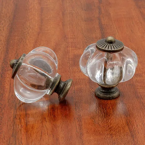 Vista 4 de Waziaqoc 10 pomos de calabaza transparentes, pomos de acrílico para gabinete, pomos decorativos antiguos, tiradores de cajón con tornillos