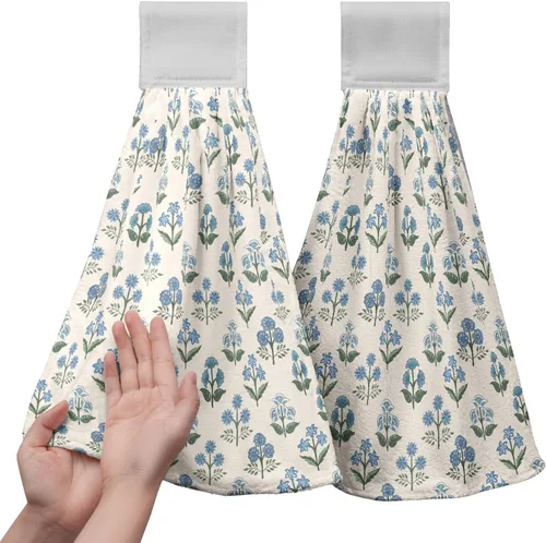 Vista 66 de Honey Bee - Juego de 2 toallas colgantes de cocina de verano con lunares y lazo para colgar, toallas de cocina de granja amarillas, suaves