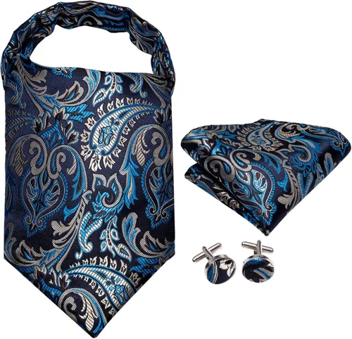 Vista 2 de Dubulle Paisley Cravat Ascot - Juego de gemelos cuadrados de bolsillo para hombre