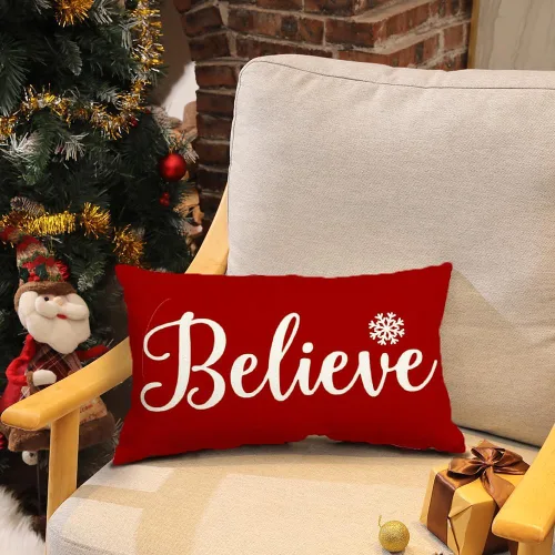 Vista 7 de RABUSOFA - Fundas de almohada navideñas de 12 x 20 pulgadas, decoración de invierno de Navidad roja
