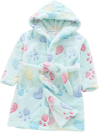 Vista 14 de Bata con capucha para niños y niñas, de forro polar, suave, pijama, ropa de dormir Beige