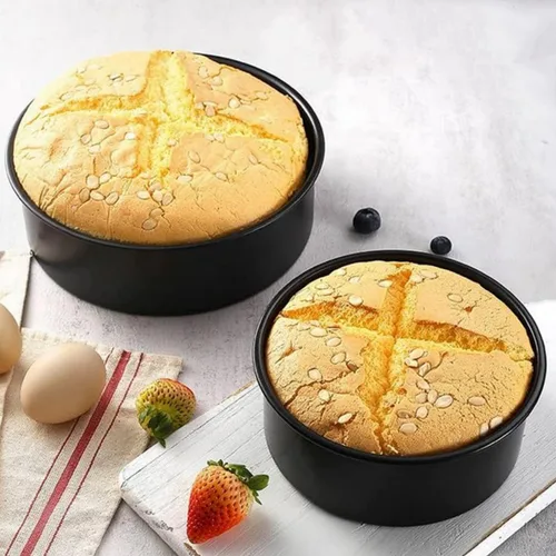 Vista 2 de Juego de 2 moldes para pasteles de 5 pulgadas, diseño sin costuras de aluminio antiadherente a prueba de fugas Seamless one-piece prevents;premium