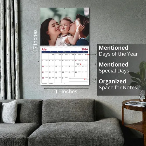 Vista 3 de Calendario de pared con fotos personalizadas 2026 para el hogar y la oficina, imprime tus 13 recuerdos y haz tu propio calendario personalizado