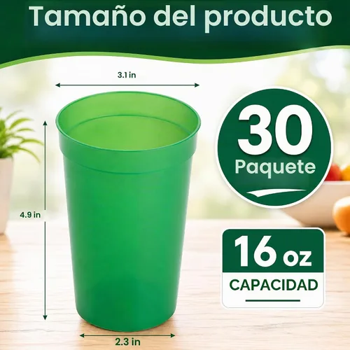 Vista 2 de Fasmov Paquete de 30 vasos de plástico de 16 onzas, vasos de plástico en blanco, reutilizables, para fiestas, eventos, marketing, bodas, coloridos