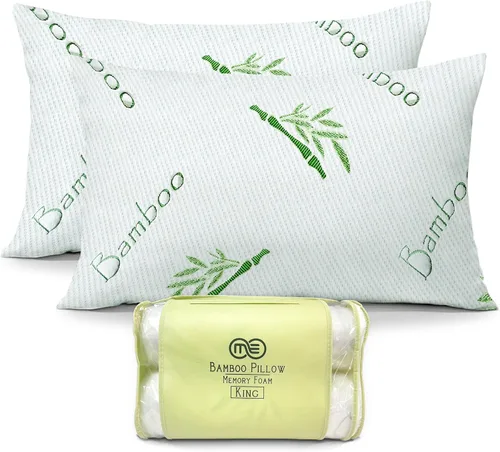 Vista 10 de OMEO Paquete de 2 almohadas de rayón de tamaño estándar derivado de bambú para dormir de espuma viscoelástica triturada para dormir de lado, espalda