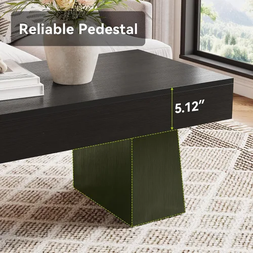 Vista 8 de LITTLE TREE - Mesa de café de granja, mesas de centro rectangulares de madera de 47 pulgadas con base gruesa, muebles modernos de cóctel y té