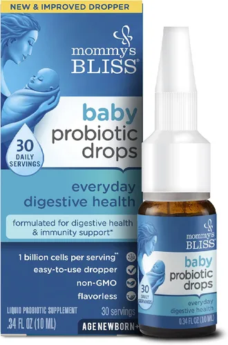 Vista 3 de Mommy's Bliss Gotas orgánicas de vitamina D para bebés, 100 porciones (paquete de 1) con gotas probióticas para bebés, 30 porciones (paquete de 1)
