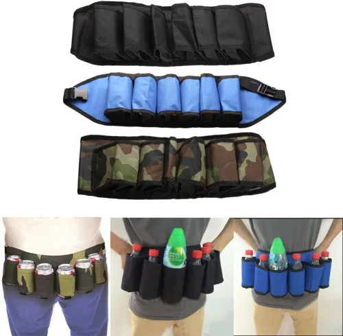 Vista 4 de BlueSunshine - Cinturón para latas de cerveza y refrescos, con capacidad para 6 latas, perfecto para fiestas, picnics, camping, senderismo y regalo