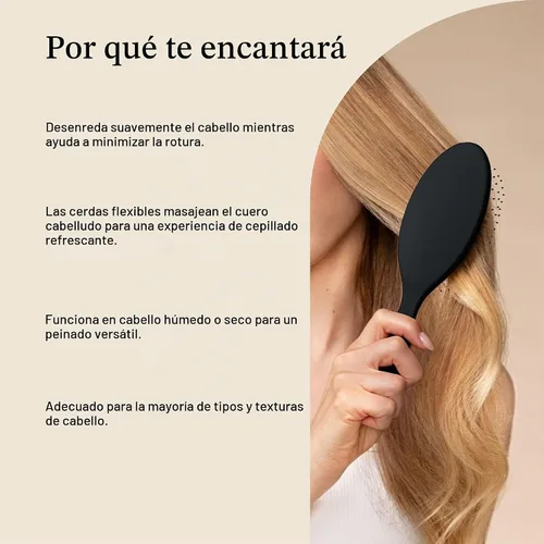 Vista 5 de Kitsch Cepillo desenredante para cabello húmedo y seco, cepillo flexible para mujeres, hombres y niños, cepillo desenredante para cabello rizado