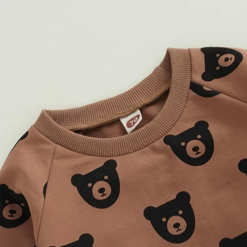 Vista 2 de Bagilaanoe Conjunto de ropa de otoño e invierno para bebé, niño, cuello redondo, manga larga, sudadera y pantalones