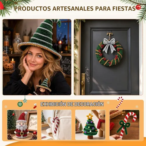 Vista 6 de Limpiapipas de Navidad, 500 piezas de limpieza de tuberías artesanales Colores de Navidad 02