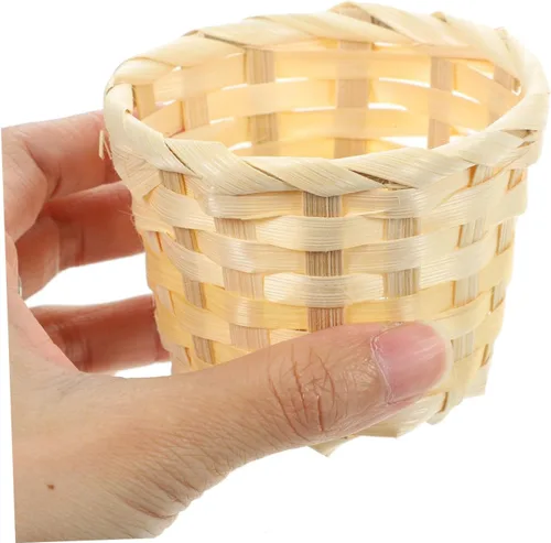 Vista 4 de IMIKEYA Cestas tejidas de bambú hechas a mano Mini cestas de frutas de almacenamiento para pan decorativo de cocina