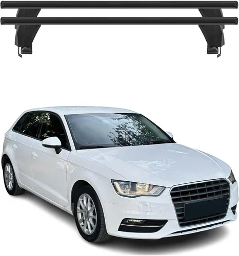 Vista 18 de OMAC Portaequipajes de techo liso para Audi A3 2005-2012 3Dr negro / barras transversales de techo de automóvil de carga de 110 libras - Aluminio