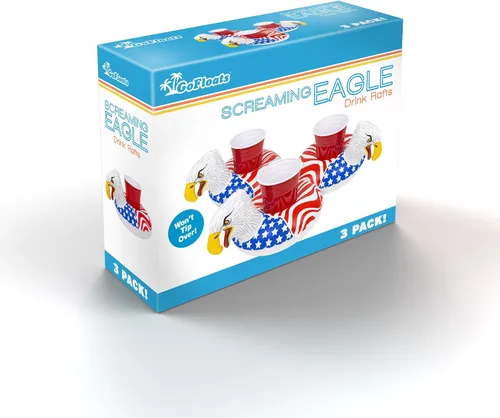 Vista 4 de GoFloats Inflatable Pool and Hot Tub Drink Holders (3 Pack) (Choose - Unicorn, Flamingo, Palm Tree and More)