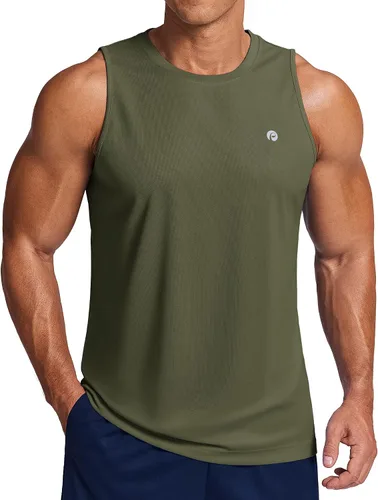 Vista 14 de PINSPARK Camiseta sin mangas de verano para hombre, de secado rápido, para correr, gimnasio, entrenamiento