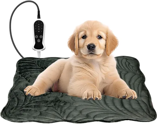 Vista 15 de Almohadilla térmica para mascotas para perro, 9 ajustes de tiempo y tubo protector de metal, añade calentamiento de cuerda de alambre, viene